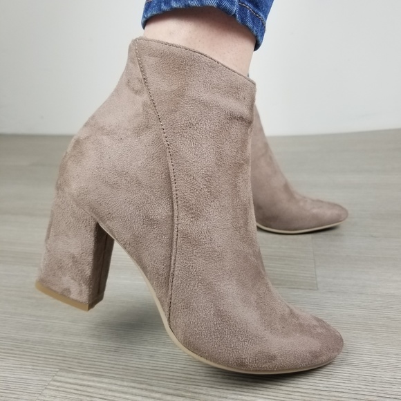 Pointy Toe Tan Vegan Suede Ankle Boots-FF - Picture 5 of 8